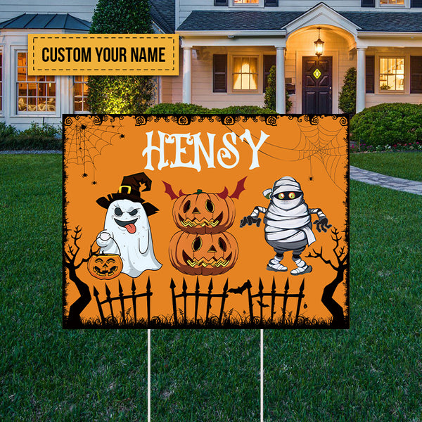 Personalized Yard Sign For Halloween Pumpkin Ghost Monster Sign Decorations Outdoor Lawn Decor