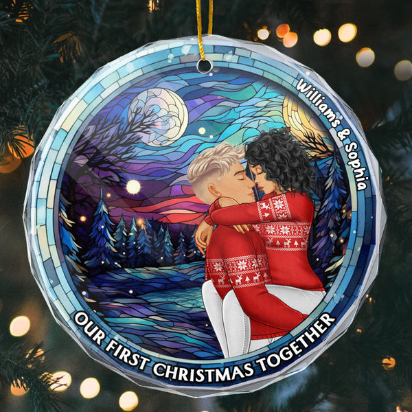 Together Our First Christmas- Customized Personalized Glass Ornament - Gift For Couple Husband Wife