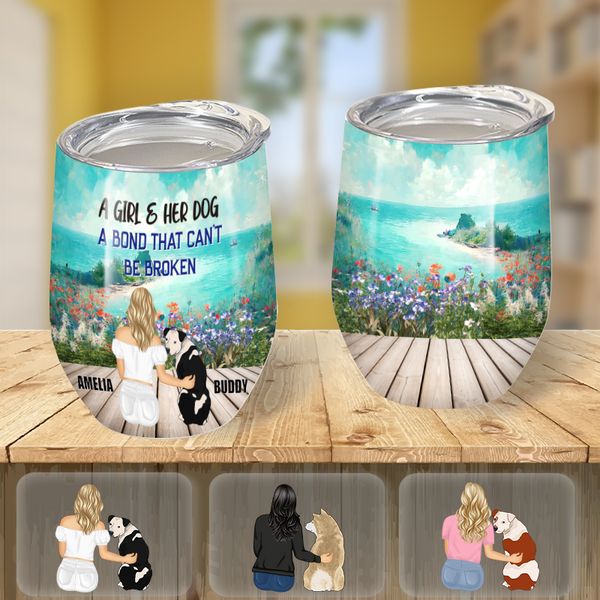Personalized Wine Tumbler - A Bond That Can't Be Broken - Gift For Dog Lovers