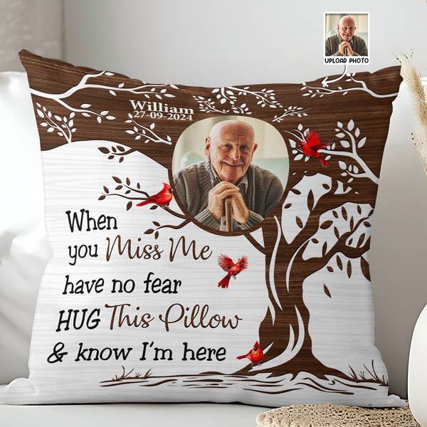 Hug This Pillow & Know I'm Here - Personalized Photo Pillow - Memorial Gift For Family