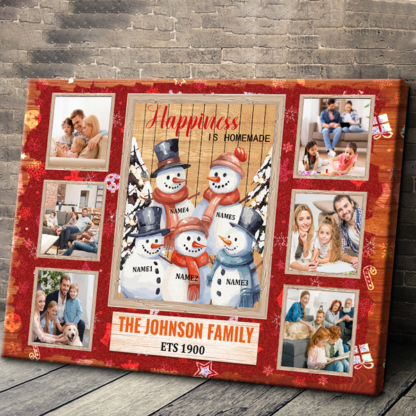 Custom Photo - Happiness Is Homemade - Personality Customized Canvas - Gift For Christmas Family