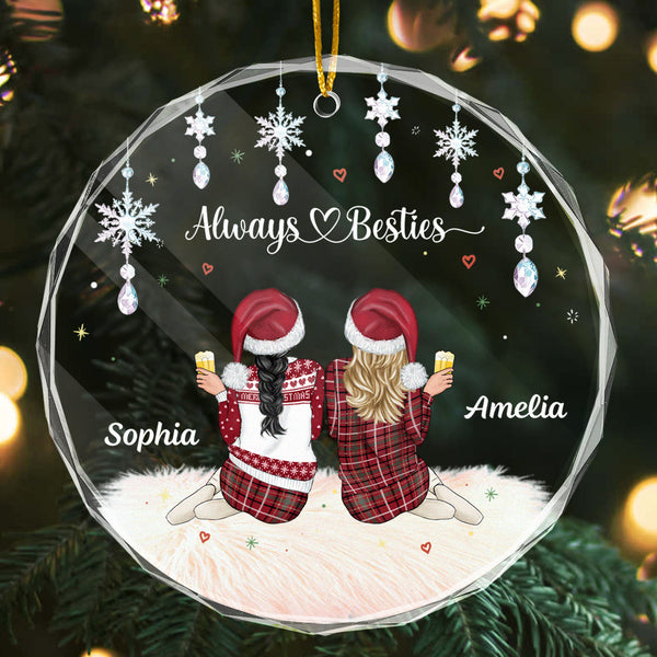 Always Besties - Personalized Glass Ornament - Gift For Bestie, Friend, Sister