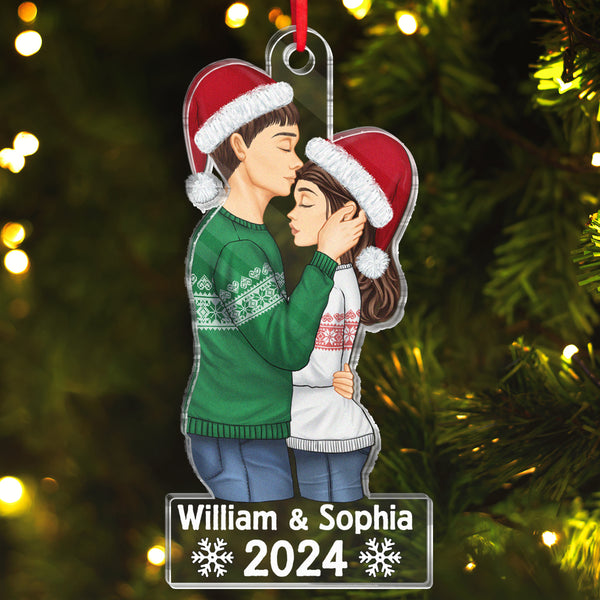 2024 Christmas Couple - Customized Personalized Acrylic Ornament - Gift For Couple Husband Wife