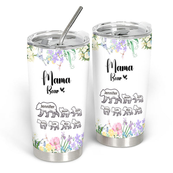 Floral Mama Bear  - Personalized Customized Tumbler Gift For Mother