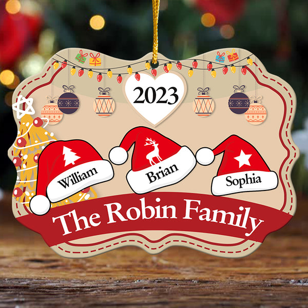 The Family Christmas Hat Design - Christmas Gift For Family - Personality Customized Ornament - Christmas Gift