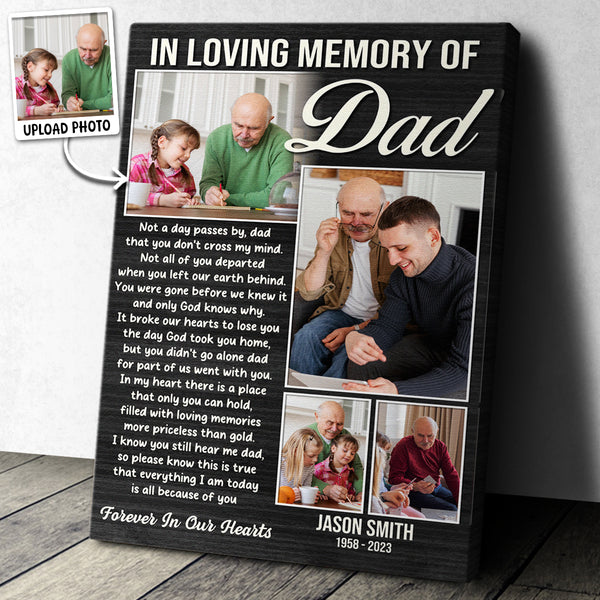 In Loving Memory Of Dad - Personalized Customized Canvas - Loss Of Father Sympathy Condolence Gift, Dad In Heaven Gifts, Loss Of Dad Gift