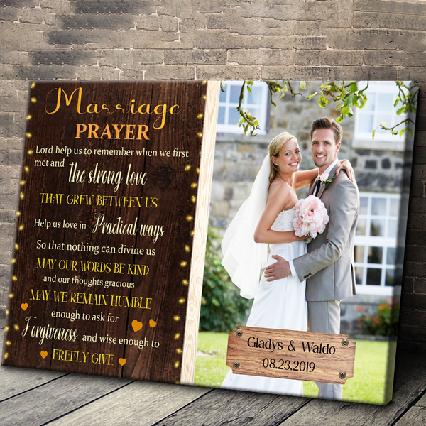 Custom Photo Marriage Prayer - Couple Canvas - Anniversary Wedding Gifts Couples Personalized Canvas