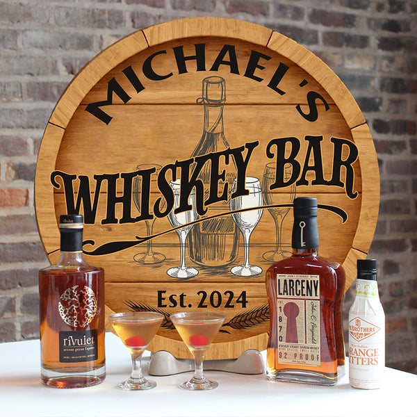 Whiskey Bar Wood Sign Home Bar Grill Accessories Personalized Custom Door Sign