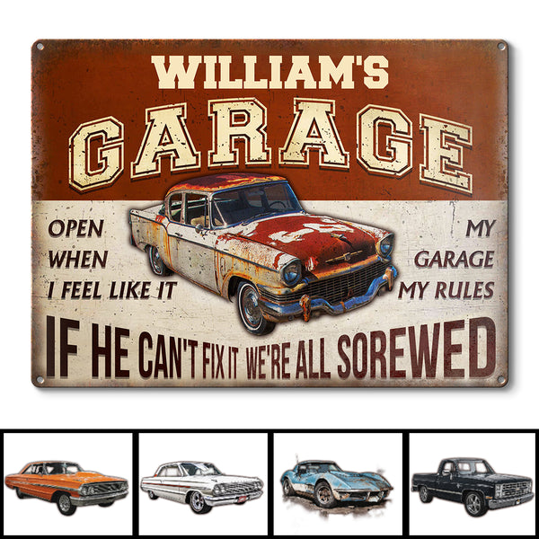 What Happened In The Garage Stays In The Garage - Garage Sign - Personalized Custom Classic Metal Signs