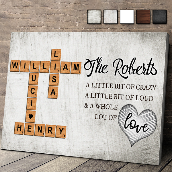 Family Whole Lot Of Love Crossword Puzzle Art - Personalized Customized Canvas - Gift For Family