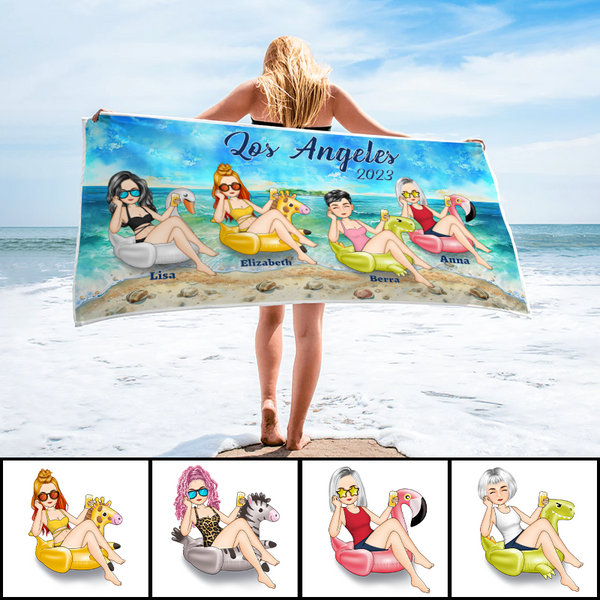Beach Swimming Besties Gift For Her Personalized Custom Beach Towel