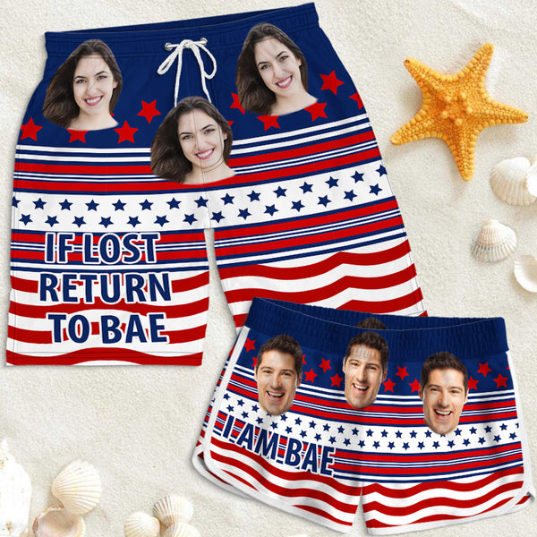 Custom Photo If Lost Return To Bae I Am Bae Gift For Couple Personalized Custom Beach Shorts