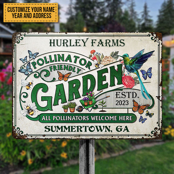 Personalized Garden Pollinator Friendly Welcome Custom Classic Metal Signs - Garden Signs - Gift For Garden Lovers