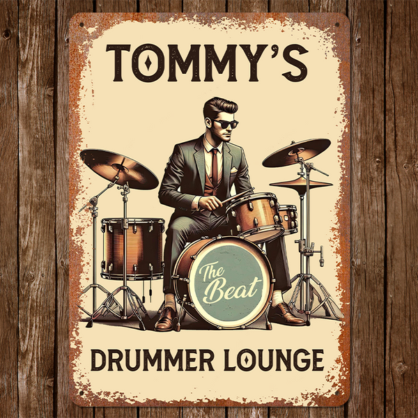 My Drummer Lounge Gift For Drummer Personalized Custom Metal Sign