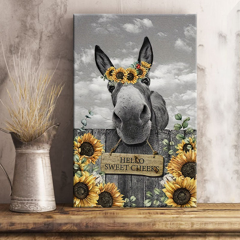 Funny Donkey Wall Art Farmhouse Bathroom Decor Farm Donkey Sunflower P
