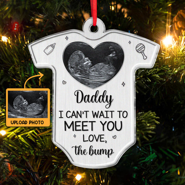 Custom Ultrasound Photo Dear Papa - Personalized Acrylic Ornament - Christmas Gift For Parents, Couples, Family Members, Newborn