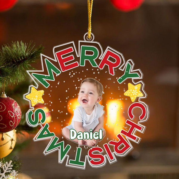 Custom Photo Personalized Acrylic Ornament Upload Photo Christmas Gift For Baby, Friends, Parents