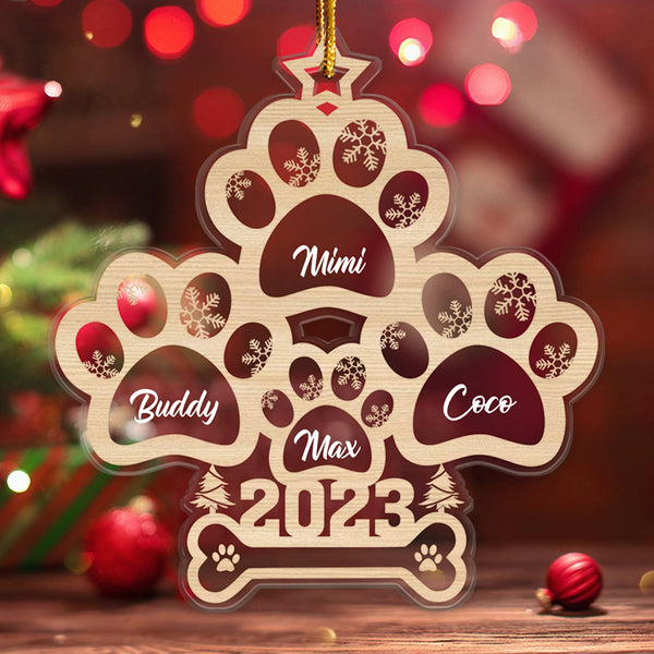 Dog And Cat Paws Christmas Tree 2023-Gift For Pet Lover - Personality Customized Ornament - Christmas Gift