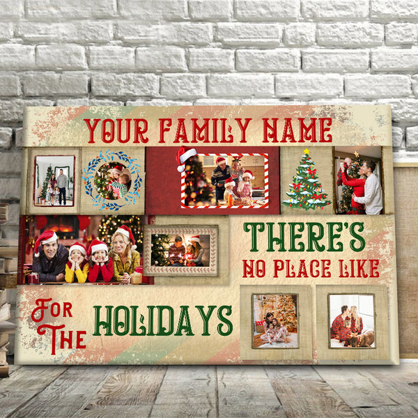 Custom Photo Personalized Canvas Wall Art Xmas Gifts For Parents Christmas Decor At Home Family Gift