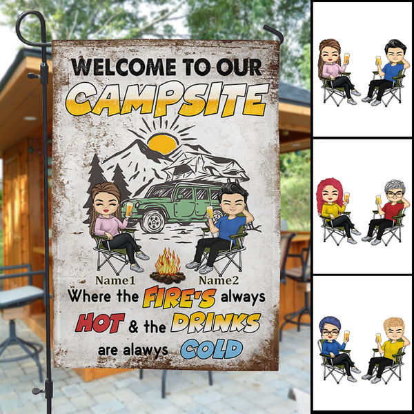 Welcome To Our Campsite Camping Gift For Campers Personalized Custom Flag