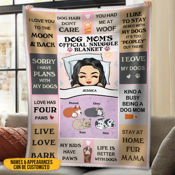 Dog Mom's Official Snuggle Blanket - Pet Blanket - Gifts For Cat Lovers - Personalized Custom Blanket