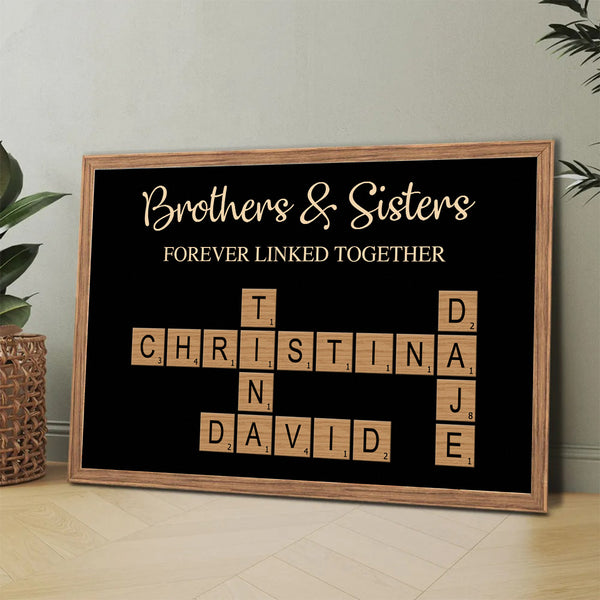 Brothers & Sisters Forever Linked Together - Personalized Customized Canvas - Gifts For Family Members