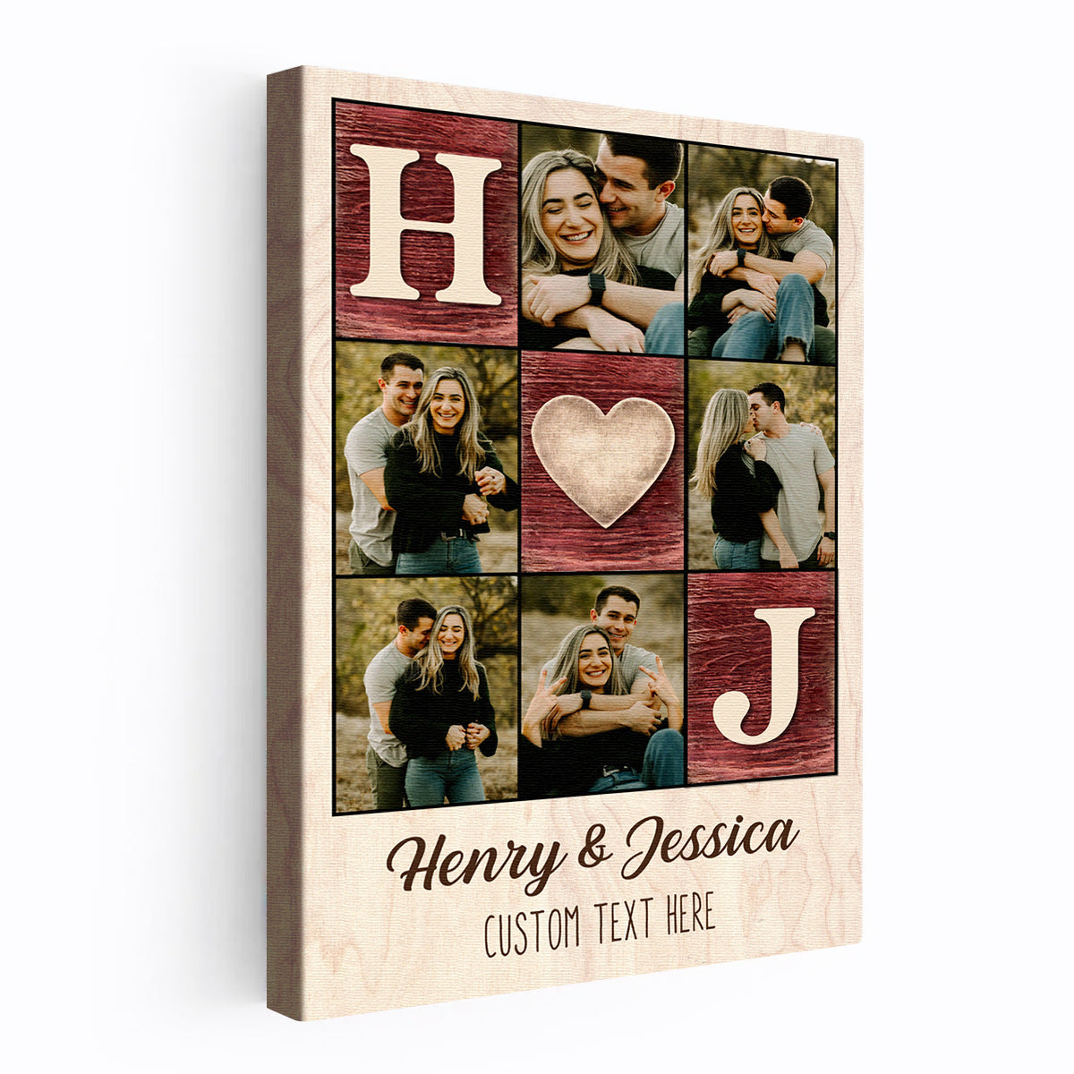 Custom Canvas Print With Couple Photo And Initials Name - Personalized ...
