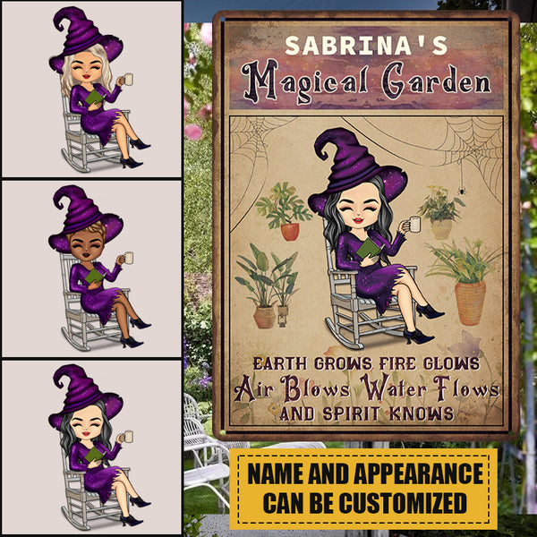 Halloween Signs And Spirit Knows Witch - Garden Decoration - Personalized Metal Signs