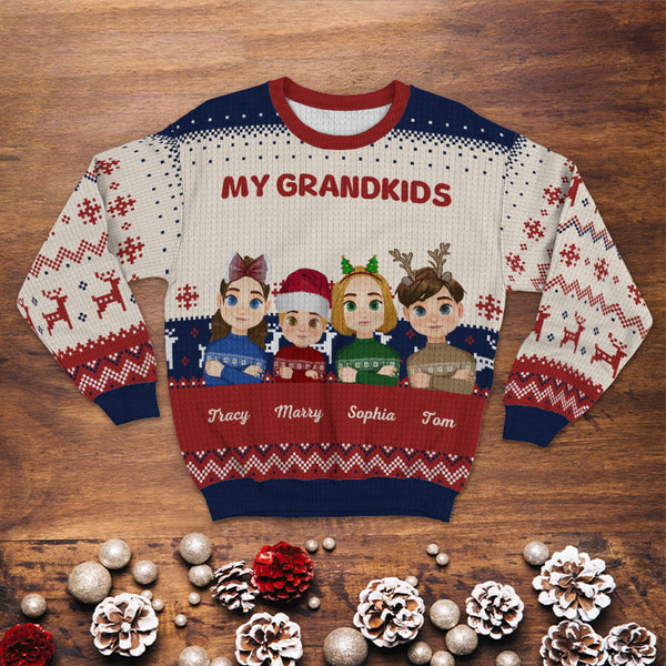 My Dear Grandchildren Loves You All - Personality Customized Ugly Sweater - Christmas Gift For Grandma Grandpa Grandkids