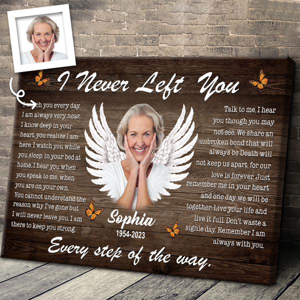 Angel Wings I Never Left You Love  - Personalized Canvas Prints, Upload Photo, Memorial Gifts