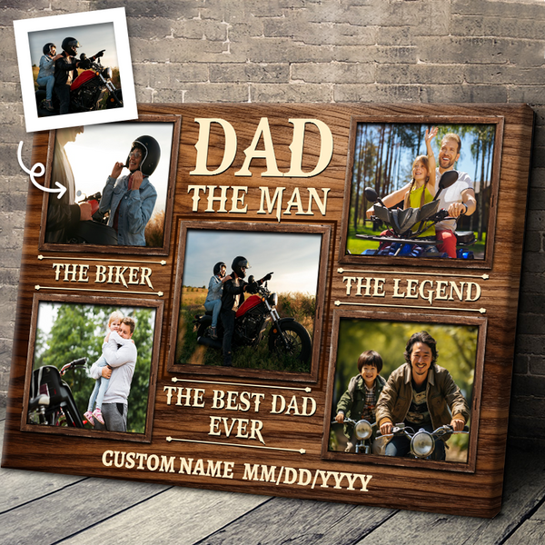 Motorcycle Lover The Legend  - Custom Photo Personalized Canvas Prints Gifts For Dad, Bikers