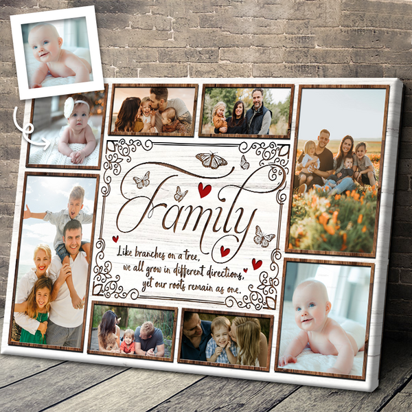Tree Photo Collage, Family Like Branches On A Tree - Custom Photo Canvas Prints Gifts For Family