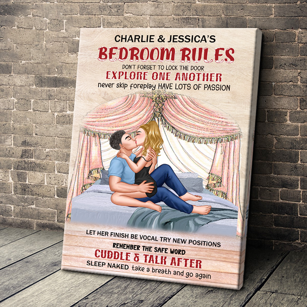 Bedroom Rules - Personalized Customized Canvas - Gift For Couple - Valentine's Day Gift For Boyfriend Girlfriend