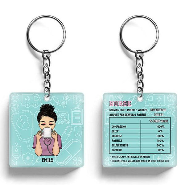 Personalized Keychain Nurse Nutrition Facts Nurse - Gift For Nurse - Custom Keychain Memorial Gifts