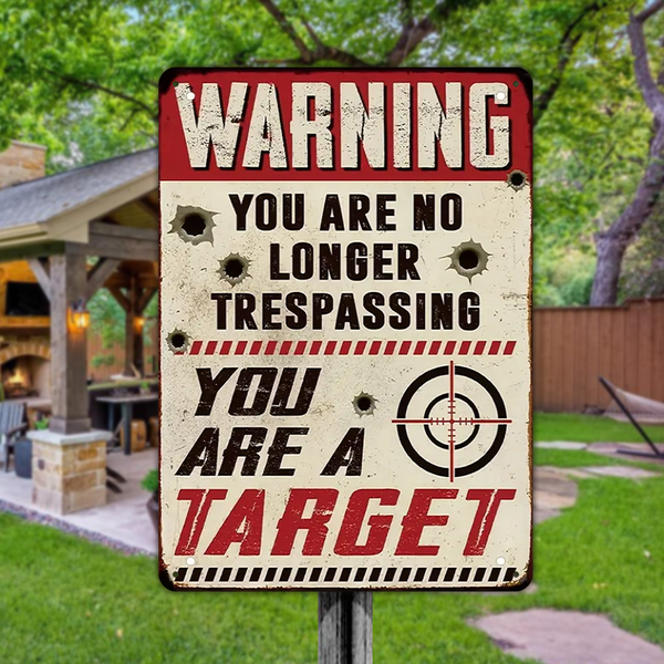 Personalized Custom Warning Metal Sign - You Are No Longer A Trespasser You Are A Target - Gifts For Friend