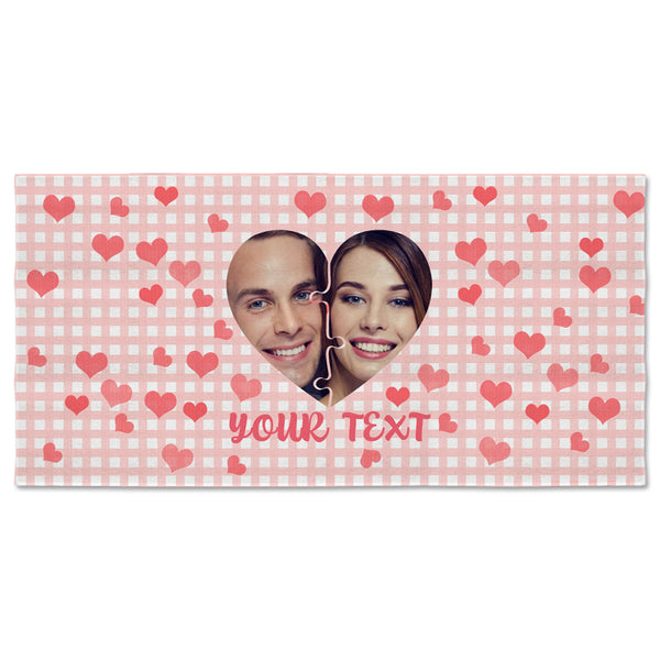 Custom Photo Love Filled Summer - Beach Towel - Couple Gift Personalized Custom Face Beach Towel