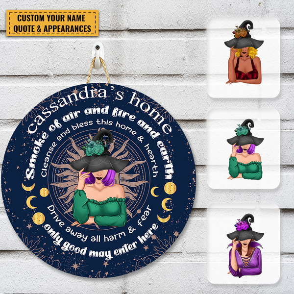 Drive Away All Harm And Fear - Personalized Witch Custom Decor Door Sign - Halloween Gift - Halloweeen Personality Decoration