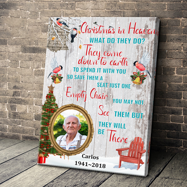 Custom Photo Christmas In Heaven - Memorial Canvas - Christmas Gifts Sympathy Gifts Personalized Custom Framed Canvas Wall Art
