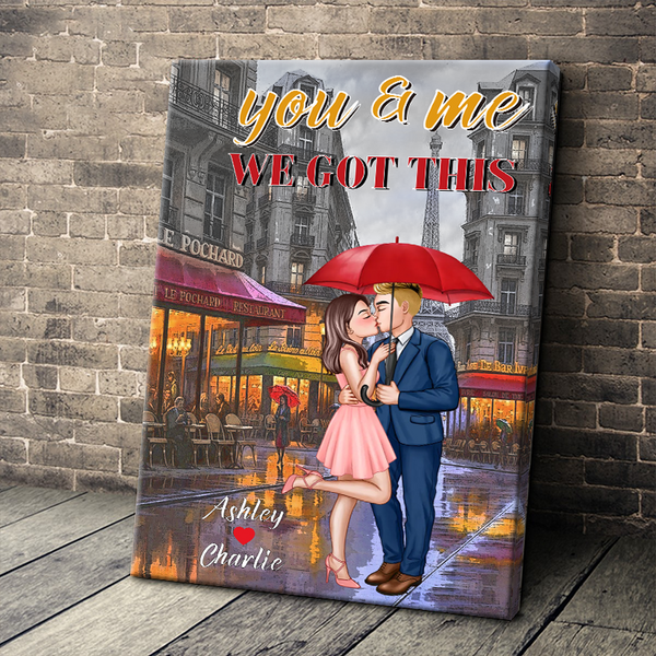 Elegant Couple On The Street - Personalized Customized Canvas - Valentine's Day Gift