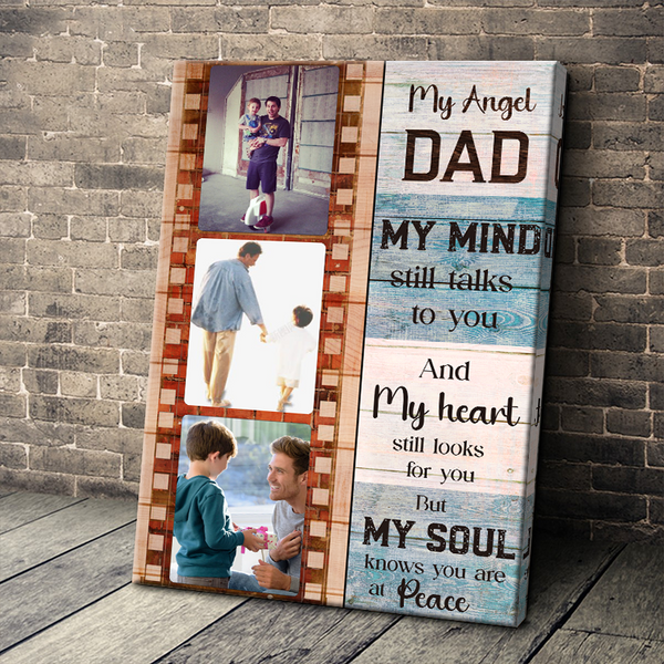 Custom Photo Personalized Custom Canvas Wall Art Memorial Canvas For Angel Dad Memorial Gifts