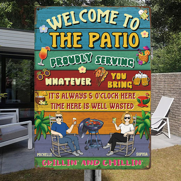 Welcome To The Patio - Patio Sign - Personalized Custom Classic Metal Signs