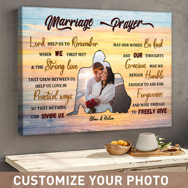 Custom Photo Personalized Canvas Wall Art, Anniversary Gift, Couple Gift, Gift For Couple, Prayer Marriage Canvas