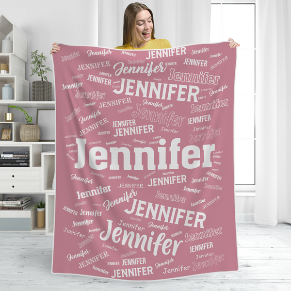 Custom Name Soft Nap Pink Blanket Four Seasons Gift Personalized Custom Blanket