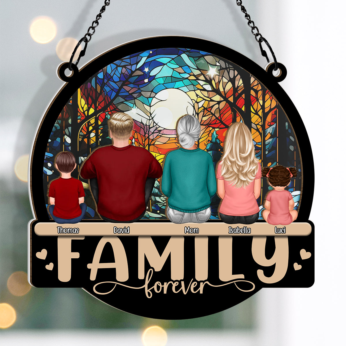 Family Sitting - Personalized Custom Window Ornament - Gift For Family ...