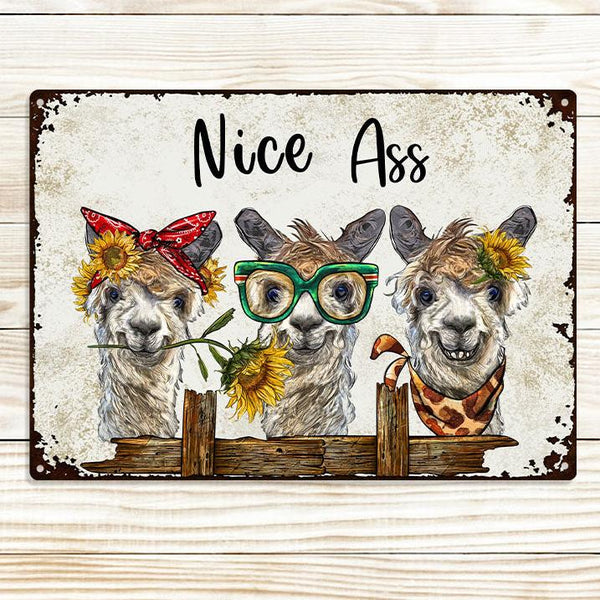 Metal Sign Vintage Retro Funny Alpaca For Bathroom Outdoor Sign Farm Sign Humorous Gifts For Besties Friends Family