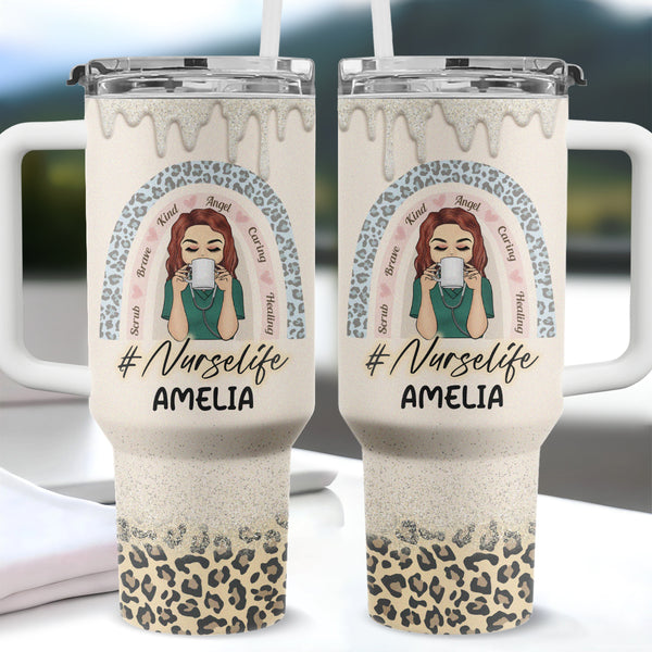 Not All Angels Have Wings - Personalized Custom 40 OZ Stainless Steel Tumbler With Handle - Gift For Nurse, Gift For Her