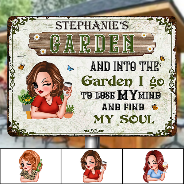 And Into The Garden - Customized Personalized Metal Sign - Garden Sign For Woman Garden Lover