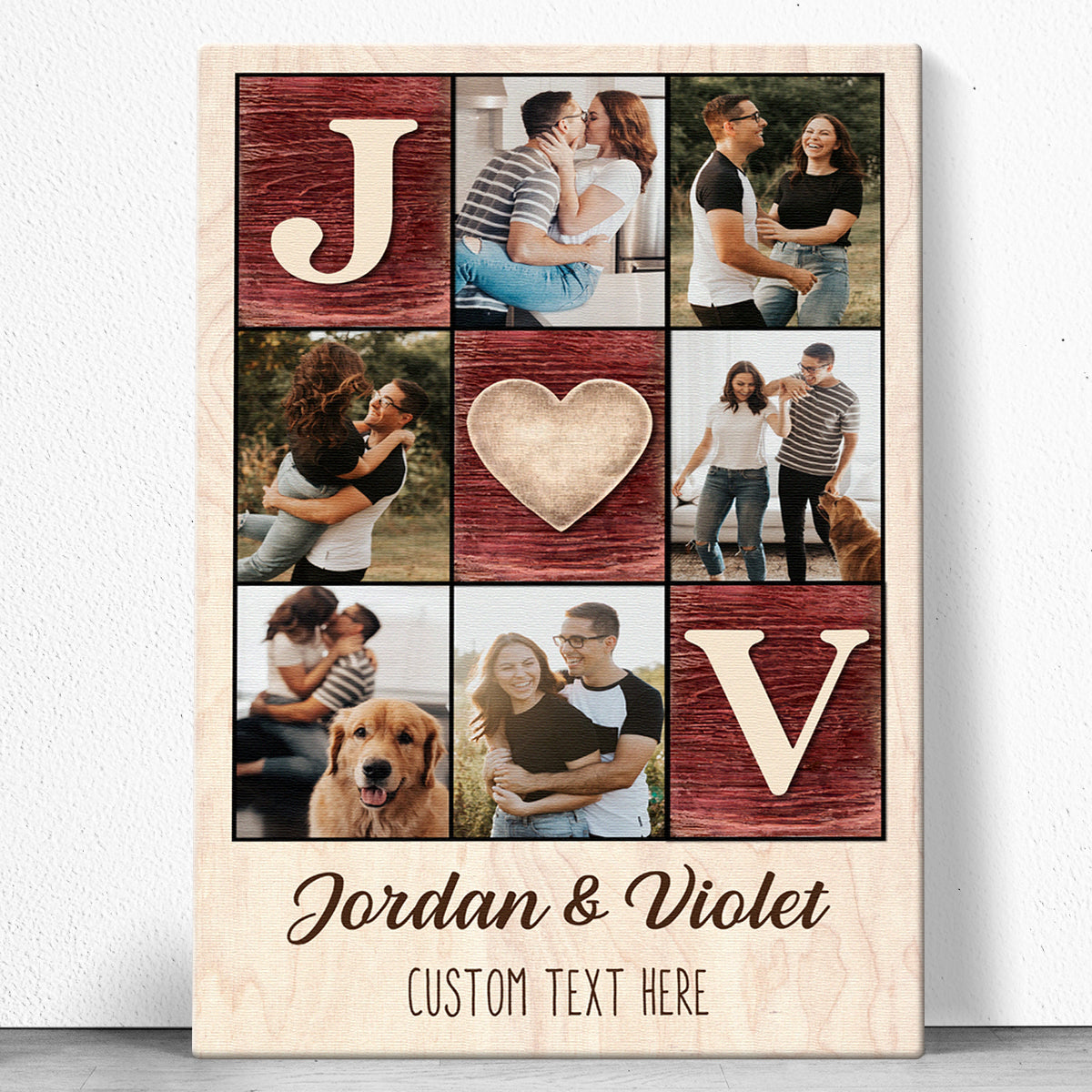 Custom Canvas Print With Couple Photo And Initials Name - Personalized ...