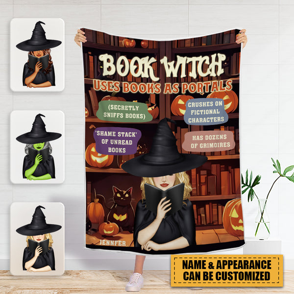 Reading Book Witch - Gift For Yourself, Gift For Women - Personalized Fleece Blanket