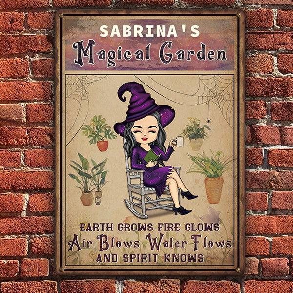 Halloween Signs And Spirit Knows Witch - Garden Decoration - Personalized Metal Signs